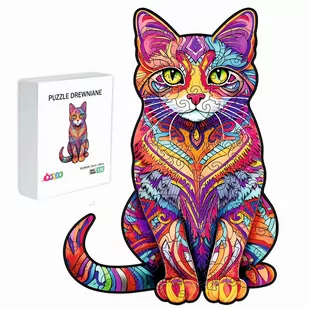 PUZZLE DREWNIANE DLA DZIECI DOROSŁYCH 136 ELEMENTÓW KOT PREZENT DLA DZIECKA - Puzzle - miniaturka - grafika 1