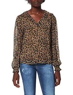 Vila Damska bluzka Viamione V-neck L/S Top/Su - Noos, Tigers Eye/Aop:lia, 42 PL - Bluzki damskie - miniaturka - grafika 1