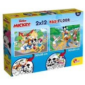 Puzzle - Lisciani Giochi 86559 Disney Supermaxi 2x12 Mickey puzzle dla dzieci, wielokolorowe 86559 - miniaturka - grafika 1