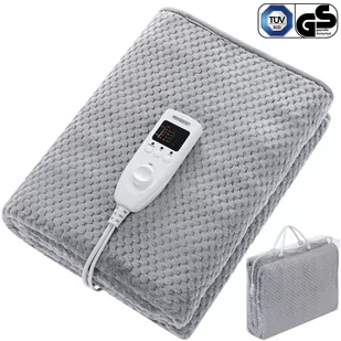 Mata grzewcza termiczna Coral Fleece Szary 150x80 Auto Wył. - Poduszki, koce i materace lecznicze - miniaturka - grafika 1