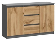 Komody - Komoda Z 3 Szufladami I Półkami Antracyt + Dąb Wotan R3-K19 - miniaturka - grafika 1