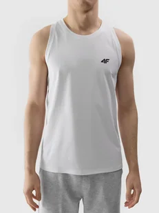 Tank top regular gładki męski 4F 4FWSS24TSLEM076-10S Biały - Koszulki męskie - miniaturka - grafika 1