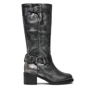 Kozaki damskie - Kozaki Bronx High boots 14291-M Czarny - miniaturka - grafika 1