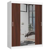 Szafy - Szafa przesuwna AKORD CLP z lustrem Biała 150 cm - 2 drzwi, fronty kolor Wenge, mat, 6 półek - 150x60x200 cm - miniaturka - grafika 1