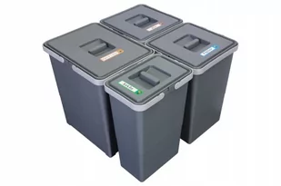 Sortownik śmieci METROPOLIS 2x12+18+8 l BEZ PODSTAWKI H-34 cm do szuflady w szafce 60 cm - Kosze na śmieci - miniaturka - grafika 1