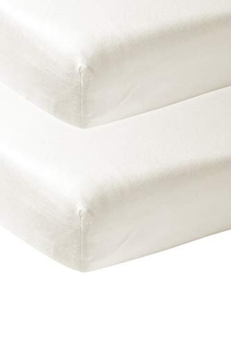 Meyco 564201 2-Pack Fitted Sheet, Cot, Offwhite