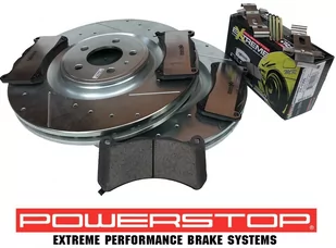 Przednie klocki Z26 + WIERCONE NACINANE tarcze hamulcowe 380mm POWERSTOP Ford Mustang Shelby GT500 5,8 V8 - Tarcze hamulcowe - miniaturka - grafika 1