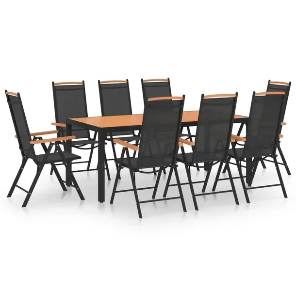 Zestaw Mebli Ogrodowych z Aluminiową Ramą i Blatem WPC, Czarny, 185x90x74