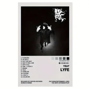TEMU 1 szt. Bezbramowa ramka Yeat Album Cover Canvas Print - Muzyczna ścienna sztuka plakat do dekoracji pokoju, dzieło sztuki, obraz, dekoracja, - Inne - miniaturka - grafika 1