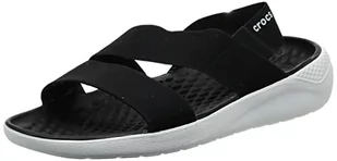 Crocs Damskie japonki Literide Stretch W otwarte palce, Czarny, biały, 42.5 EU - Klapki i japonki damskie - miniaturka - grafika 1