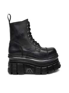 NEW ROCK Glany M-MILI083C-S60 Czarny - Glany damskie - miniaturka - grafika 1