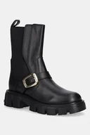 Botki damskie - Love Moschino sztyblety skórzane damskie kolor czarny na platformie JA24105G1NIA0000 - miniaturka - grafika 1