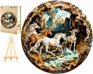 Puzzle - PUZZLE DREWNIANE DUŻE 300 ELEMENTÓW GALOPUJĄCE KONIE 3D DREWNIANE PUDEŁKO - miniaturka - grafika 1