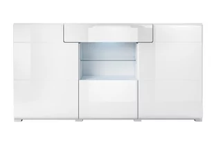 Komoda trzydrzwiowa z szufladą i szklaną półką Toledo 26 - biały połysk - Komody - miniaturka - grafika 3