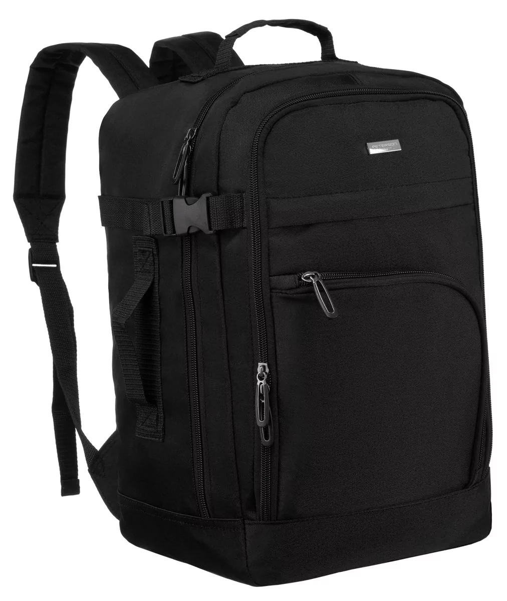 PETERSON plecak podróżny do samolotu bagaż kabinowy torba 40x25x20 czarny