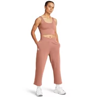 Spodnie sportowe damskie - Damskie spodnie dresowe Under Armour UA Rival Terry Crop Wide Leg - różowe - UNDER ARMOUR - miniaturka - grafika 1