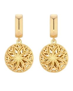 Złote kolczyki z ażurowymi medalionami - Kolczyki - miniaturka - grafika 1