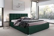 Łóżka - Łóżko tapicerowane pikowane z materacem Santiago 120x200 Zielone Metalowy Stelaż - miniaturka - grafika 1