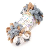 Pasmanteria - Włóczka pętelkowa Alize Puffy Color nr 6395, beżowo-szara, na kocyki 100g - miniaturka - grafika 1