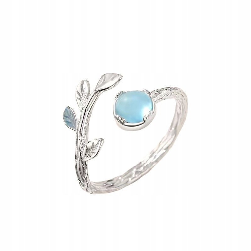 prosty PIERŚCIONEK damski niebieski kolor srebrny