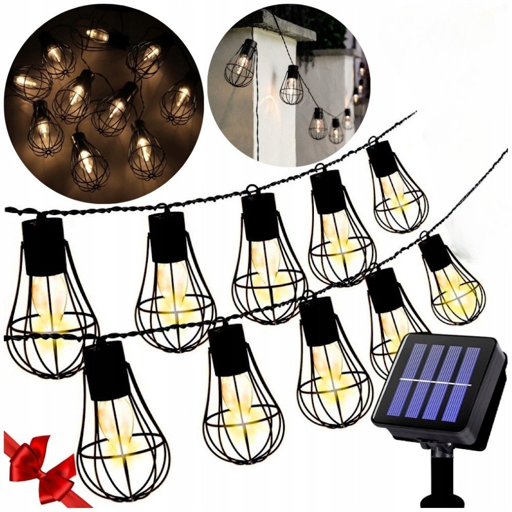 LAMPKI SOLARNE OGRODU LED GIRLANDA SOLARNA LAMPA RETRO LOFT TARAS BALKON