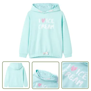 Bluza dziecięca z kapturem - błękitna - 116 - Bluza Dziewczęca - Bluzy dla dziewczynek - miniaturka - grafika 1