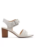 Sandały damskie - Clarks Skórzane sandały w kolorze białym - miniaturka - grafika 1