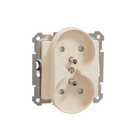 Gniazdka elektryczne - Schneider Gniazdo z/u podwójne modułowe z przesłonami do systemu ramkowego SEDNA Design & Elements beżowy - miniaturka - grafika 1