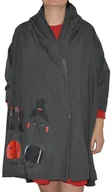 Płaszcze damskie - Płaszcz damski narzutka wiosenna bawełna grafitowy - miniaturka - grafika 1