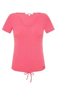 Bluzki damskie - Bluzka damska Pepe Jeans Fresja różowa z marszczeniem-XS - miniaturka - grafika 1