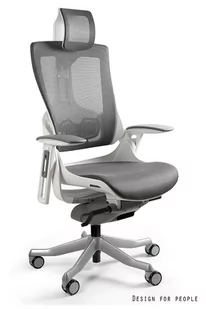 Fotel biurowy, krzesło biurowe Fotel biurowy WAU 2 biały/szary siatka - Fotele i krzesła biurowe - miniaturka - grafika 1