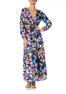 goldenpoint Mare damska długa sukienka z dekoltem w serek Bohemian Ikat, wielokolorowa, M - Sukienki - miniaturka - grafika 1