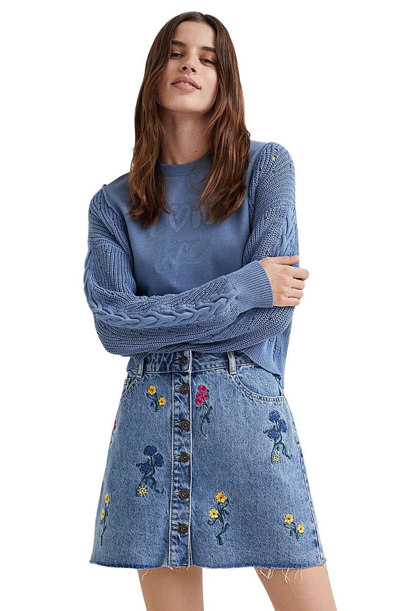 Spódnica damska Desigual Smiley czarna jeansowa mini-S