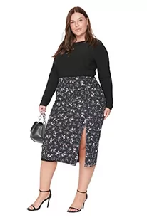 Trendyol Damska damska spódnica midi linia A ołówkowa dzianina plus size, czarna, 5XL, Czarny - Spódnice - miniaturka - grafika 1