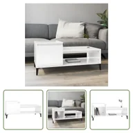 Ławy i stoliki kawowe - The Living Store stolik kawowy biały wysoki połysk 100x50x45 cm materiał drewnopochodny - miniaturka - grafika 1