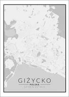 Plakaty - Galeria Plakatu, Giżycko mapa czarno biała, 40x60 cm - miniaturka - grafika 1