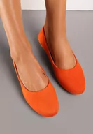 Baleriny - Pomarańczowe Klasyczne Balerinki z Ekozamszu z Okrągłym Noskiem Harneli - miniaturka - grafika 1