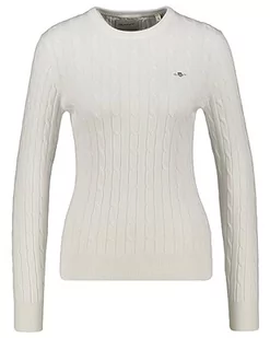 GANT Damski sweter ze stretchu, bawełna Cable C-Neck sweter, Eggshell, Standard, Eggshell, XL - Swetry damskie - miniaturka - grafika 1