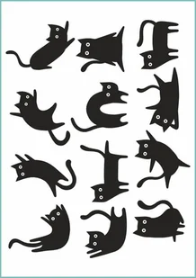 Tatuaże tymczasowe zmywalne black cats, czarne koty, format A4 - Zabawki kreatywne - miniaturka - grafika 1