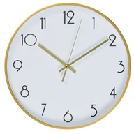 Zegary - Zegar ścienny śr. 30 cm biało-złoty z cichym mechanizmem - miniaturka - grafika 1