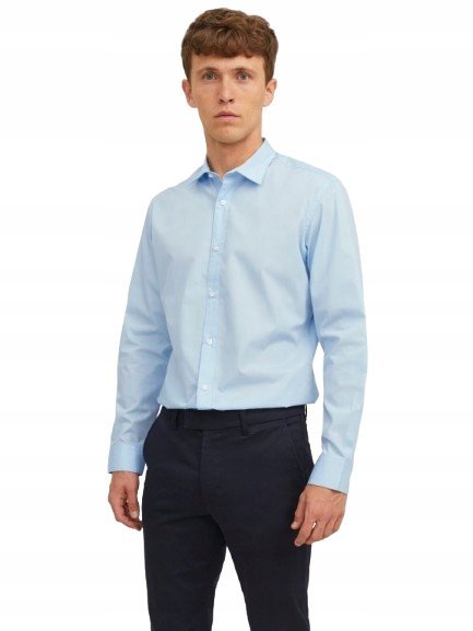 JACK&JONES NIEBIESKA KOSZULA ELEGANCKA Z DŁUGIM RĘKAWEM 5XL 1JPA