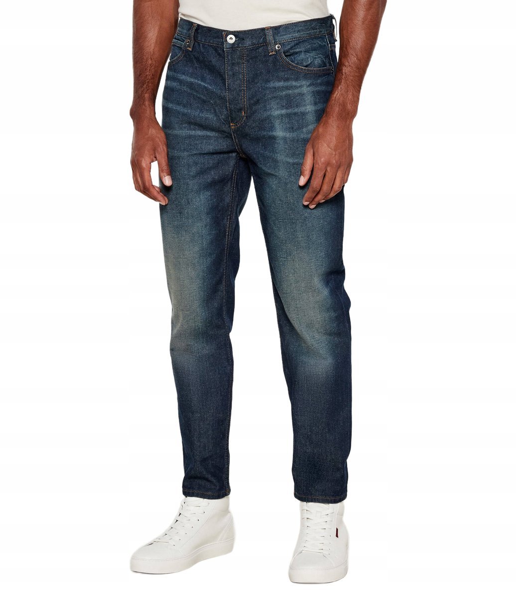 HUGO BOSS JEANSY MĘSKIE RURKI Z PRZETARCIAMI GRANATOWE 35/34 16EA