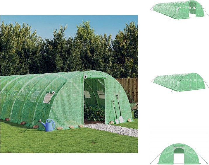 vidaXL Szklarnia z ramą stalową zielona 64 m² 16x4x2 m - Szklarnie