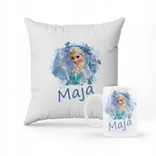 Gadżety dla niej i dla niego - ZESTAW PODUSZKA + KUBEK PREZENT DLA DZIECKA ELSA ELZA KRAINA LODU + IMIĘ - miniaturka - grafika 1