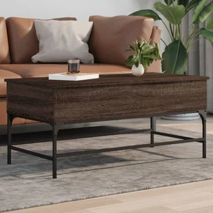 Stolik kawowy brązowy dąb 100x50x45 cm materiał drewnopochodny metal - Ławy i stoliki kawowe - miniaturka - grafika 1
