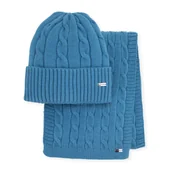 Czapki damskie - Zimowy komplet damski – czapka i szalik niebieski - miniaturka - grafika 1