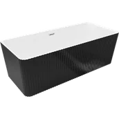 Wanny - Mexen Nila wanna wolnostojąca ryflowana 170 x 75 cm, biała/czarna, przelew chrom - 52841708075-01 - miniaturka - grafika 1