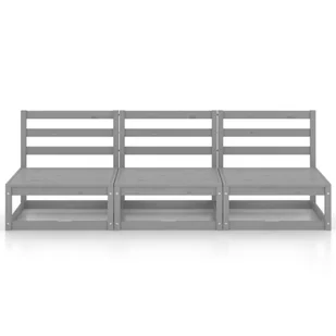 vidaXL 3-osobowa sofa ogrodowa, szara, lite drewno sosnowe - Ławki ogrodowe - miniaturka - grafika 2