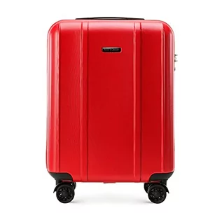 Walizki - WITTCHEN Classic Line elegancka walizka z wytrzymałego poliwęglanu z pionowym tłoczeniem, zamek TSA, czerwony, S, Nowoczesny - grafika 1