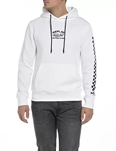 Replay Męska bluza z kapturem M6565B.000.21842, 1 biała, M - Bluzy męskie - miniaturka - grafika 1